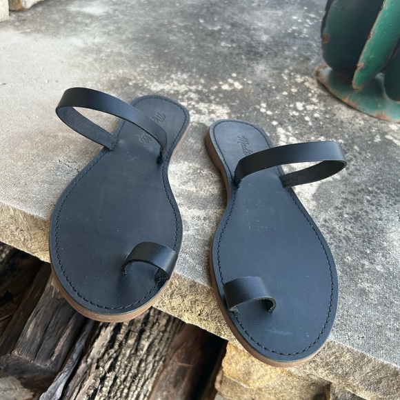 Madewell Board Walk black Leather Strap slip on slide bare Sandals NWOBSz-7.5.H - Picture 3 of 11